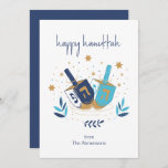 Cartão Floral Dreidel Feliz Hanukkah (<br><div class="desc">Feliz Hanukkah Floral Dreidel Card. Personalize o texto personalizado acima. Você pode encontrar itens de coordenação adicionais na nossa coleção "Floral Hanukkah Menorah e Dreidel".</div>