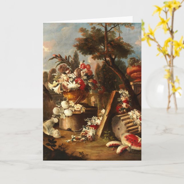 Cartão Floral e Fruta de vida estática (Flor Amarela)