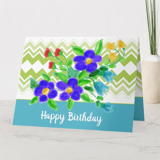 Cartão Floral E Padrão Coloridos (Frente)