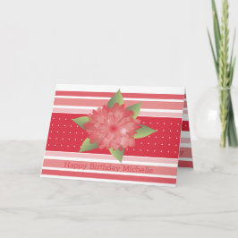 Cartão Floral E Stripe Rosa