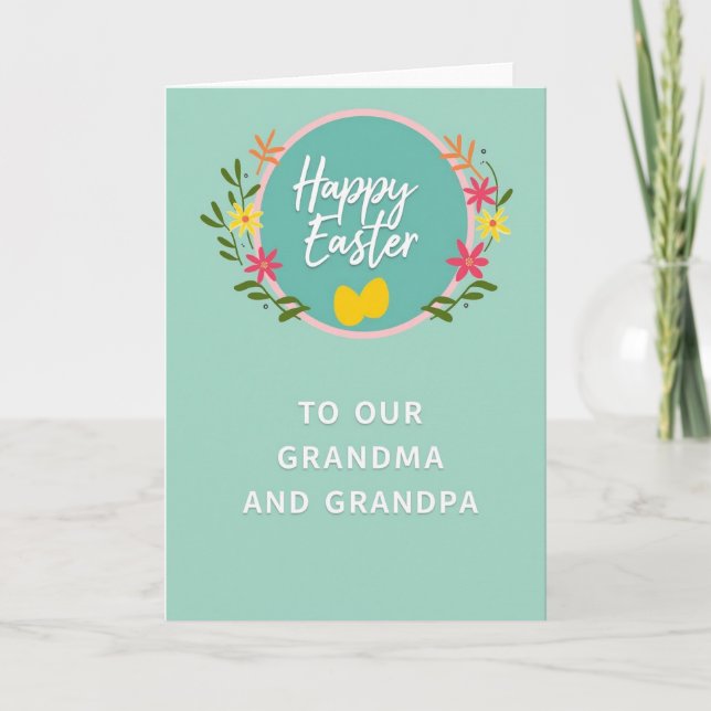 Cartão Floral Easter Grandma Grandpa Card (Frente)