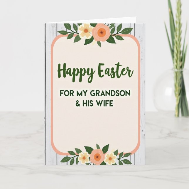 Cartão Floral Easter Grandson Card (Frente)