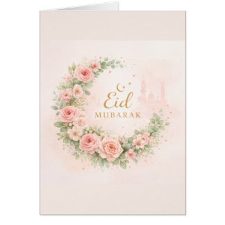 Cartão Floral Eid Mubarak – Blush Pink Islamic Gift f
