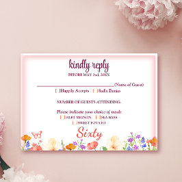 Cartão floral Elegante de 60 anos RSVP de 60 flore
