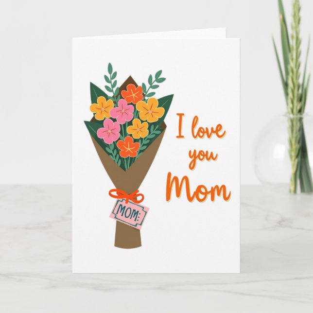 Cartão Floral Eu Amo Você Mamãe (Frente)