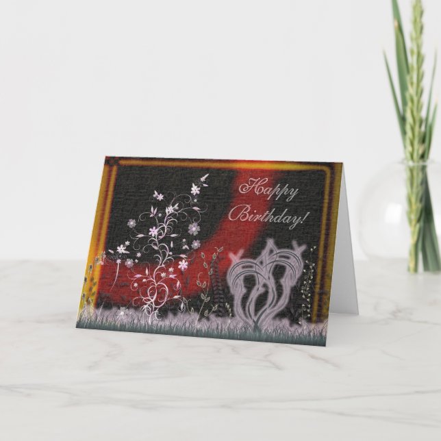 Cartão Floral Fantasy Birthday Card (Frente)