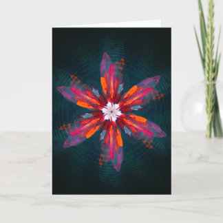 Cartão Floral Flores de Mandala Laranja Vermelho Abstrato