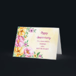 Cartão Floral Friend & Her Husband Weding<br><div class="desc">Feliz cartão de aniversário de casamento para a amiga e seu marido com flores rústicas do país e verso sincero.</div>