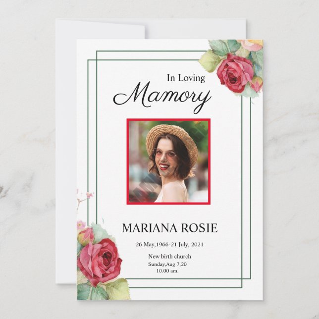 Cartão Floral Funeral de Anúncio (Frente)