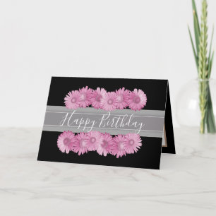 Cartão Floral Gerbera Daisies Flor Pink Girl Aniversário