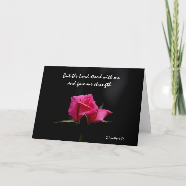 Cartão Floral Get Well, Scripture Verse on God's Strength (Frente)