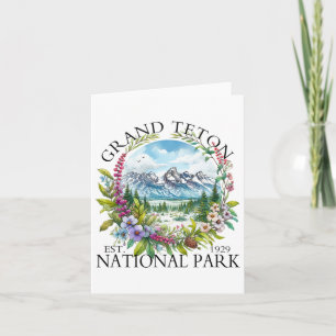 Cartão Floral Grand Teton National Park Hiking Camping Ou