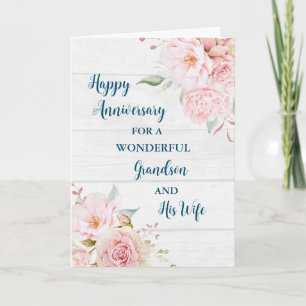 Cartão Floral Grandson e seu Aniversário da Esposa