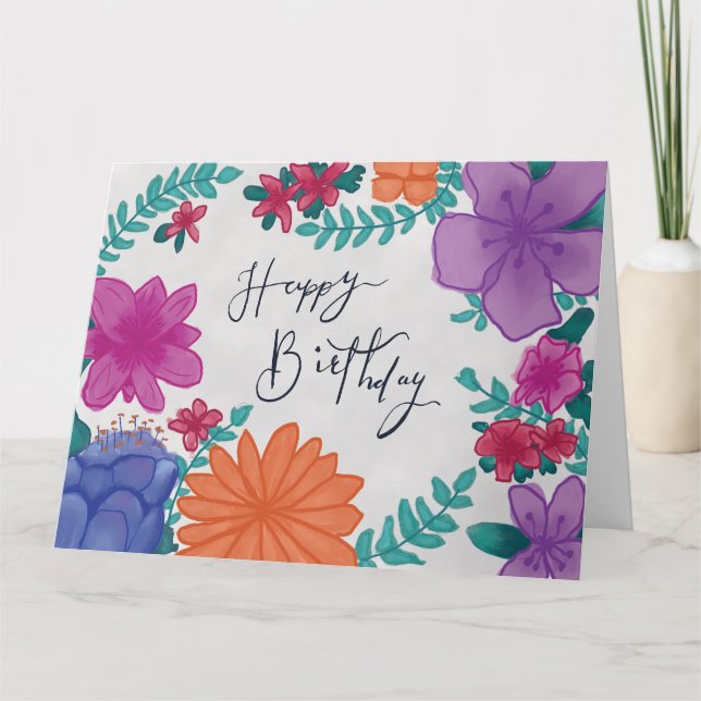 Cartão Floral Happy Birthday (Frente)