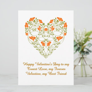 Cartão Floral Heart Valentine’s Day Love Art Deco Green