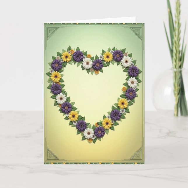 Cartão Floral Heart Wreath Card (Frente)