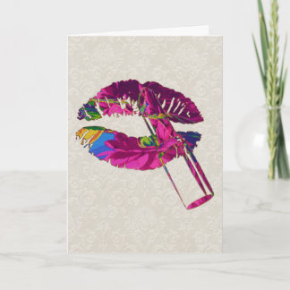 Cartão Floral Lips Motif Greeting Card