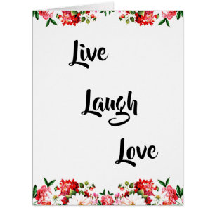 Cartão Floral "Live, Laugh, Love"