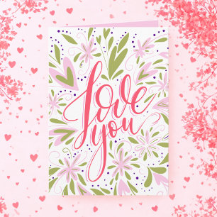 Cartão Floral Love You Custom Birthday ou em qualquer oca