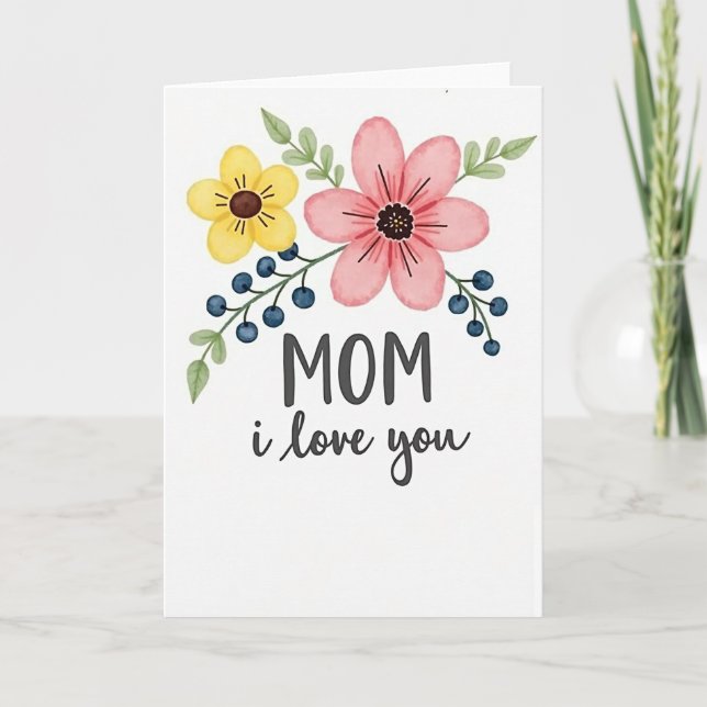 Cartão Floral Mãe Eu Te Amo (Frente)