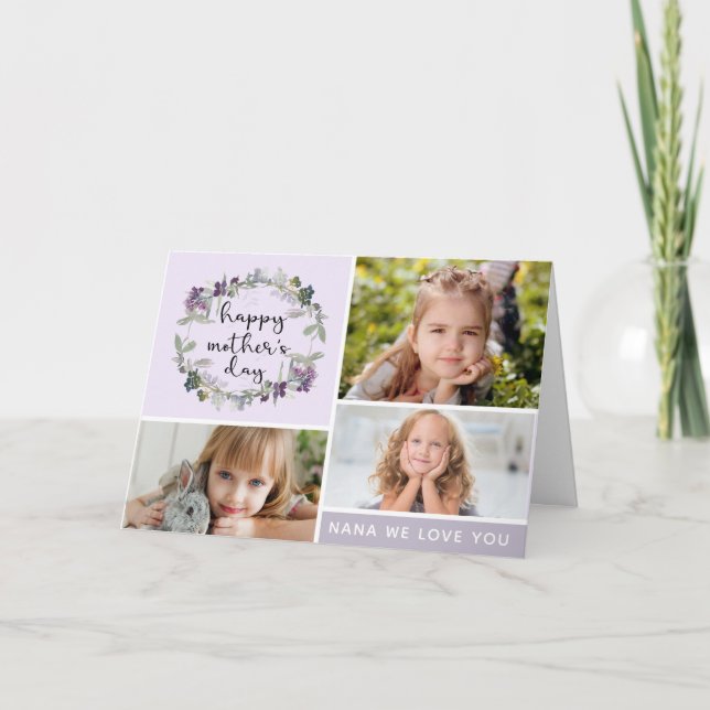 Cartão Floral Nana Mother's Day Photo Collage (Frente)