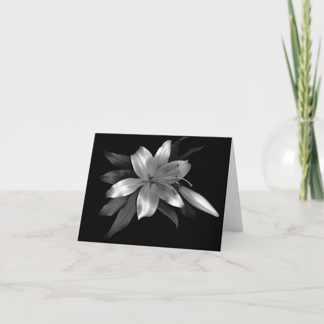 Cartão Floral Note Card Silver Stargazer Lily (Frente)