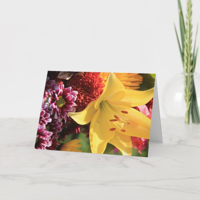 Cartão Floral Note Cards, Yellow Amaryllis, Rust, Pink (Frente)
