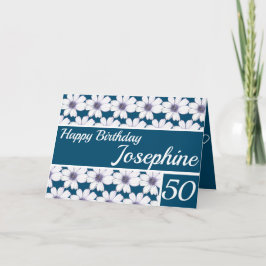 Cartão Floral pattern design Blue Birthday