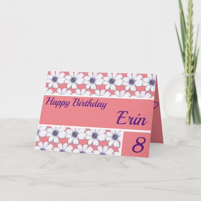 Cartão Floral pattern design Pink Birthday (Frente)