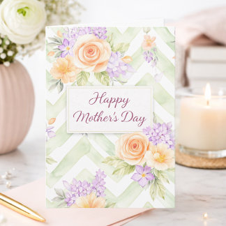 Cartão Floral Peach Lavender Sage Happy Mother's Day Card