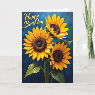 Cartão Floral Pintado de Aniversário Alegre