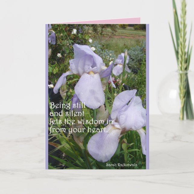 Cartão floral Purple Iris Silent Wisdom Heart (Frente)