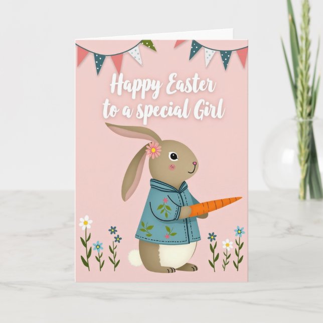 Cartão Floral Rabbit Springtime Season Card (Frente)