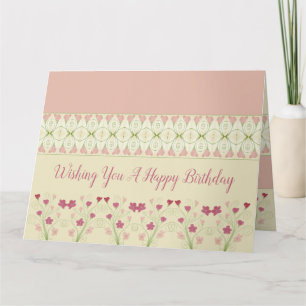 Cartão Floral Rosa Com Design Patterado Acento