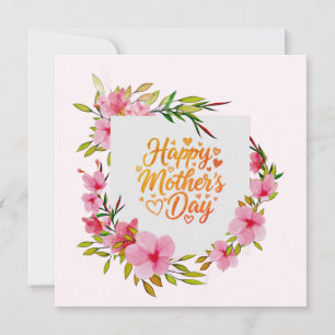 Cartão Floral Rosa "Eu Amo Você Mãe" Feliz Dia das Mães