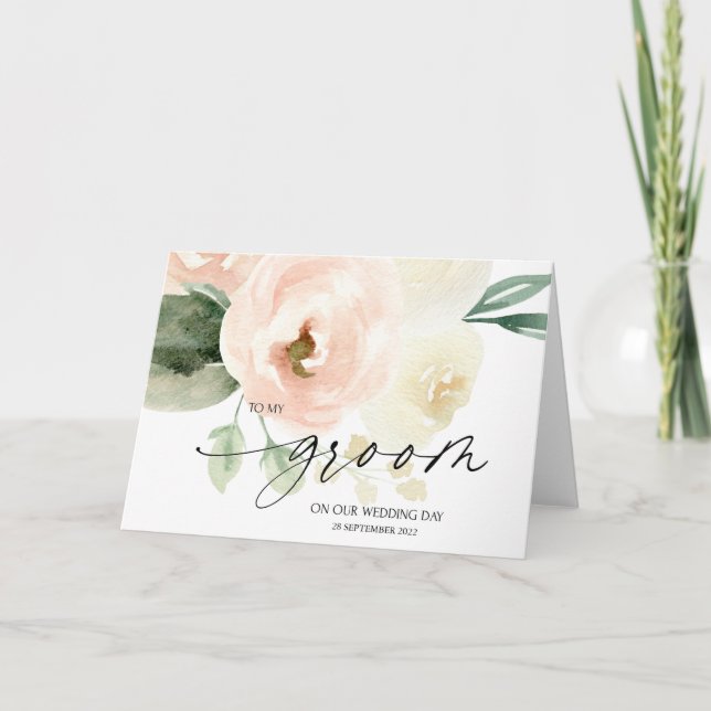 Cartão Floral Rosa Para O Meu Aluno No Nosso Dia De Casam (Frente)