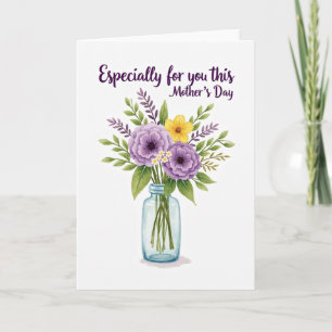 Cartão Floral Roxo e Amarelo