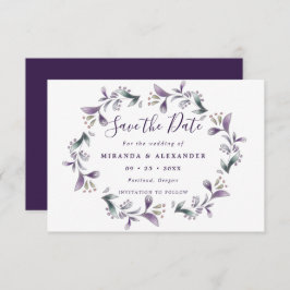 Cartão Floral roxo Salve o casamento da primavera