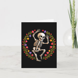 Cartão Floral Skeleton Funny Gótico Halloween Figurume Pa