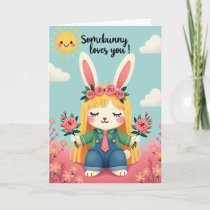 Cartão Floral Somebunny Loves You