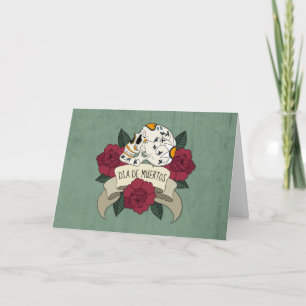Cartão Floral Sugar Skull Dia de Muertos Greeting Card