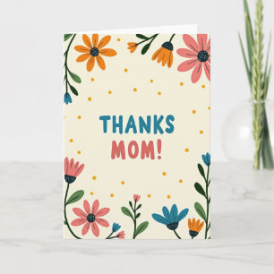 Cartão Floral Teal Agradecendo Mamãe
