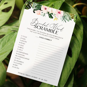 Cartão Floral Tropical de Jogo de Palavra Bridal