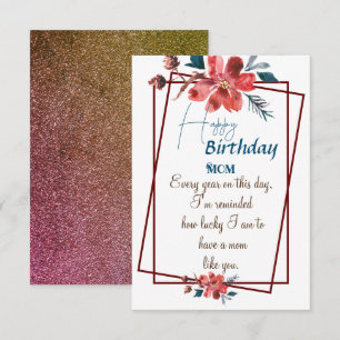 Cartão Floral verde de aniversário de mãe