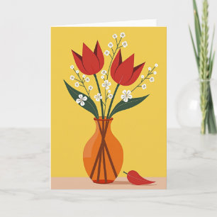 Cartão Floral Vermelho Alegre