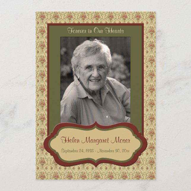 Cartão Floral Vermelho e Verde com Foto (Frente)