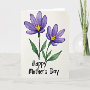 Cartão Floral Violeta Aquarela