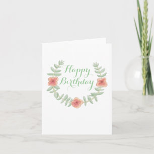 Cartão Floral Wreath Happy Birthday