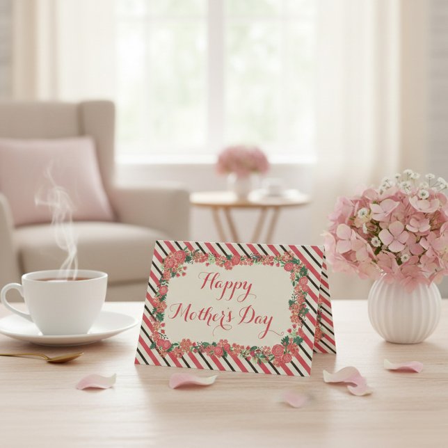 Cartão Floral Wreath Happy Dia de as mães (Criador carregado)