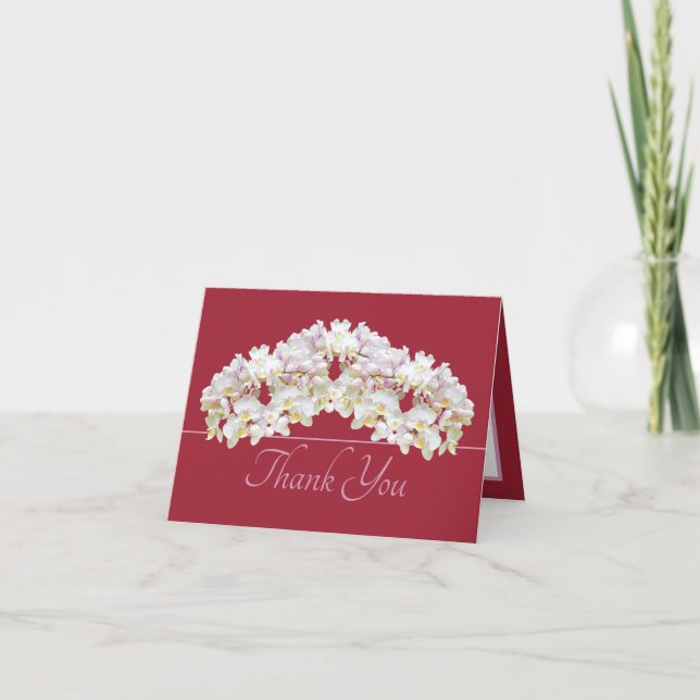 Cartão Floral Wreath White Orchids Chic Floral Thank You (Frente)